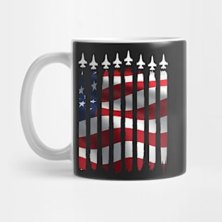 Fighter Jet Airplane USA Flag 4th Of July Patriotic Mug